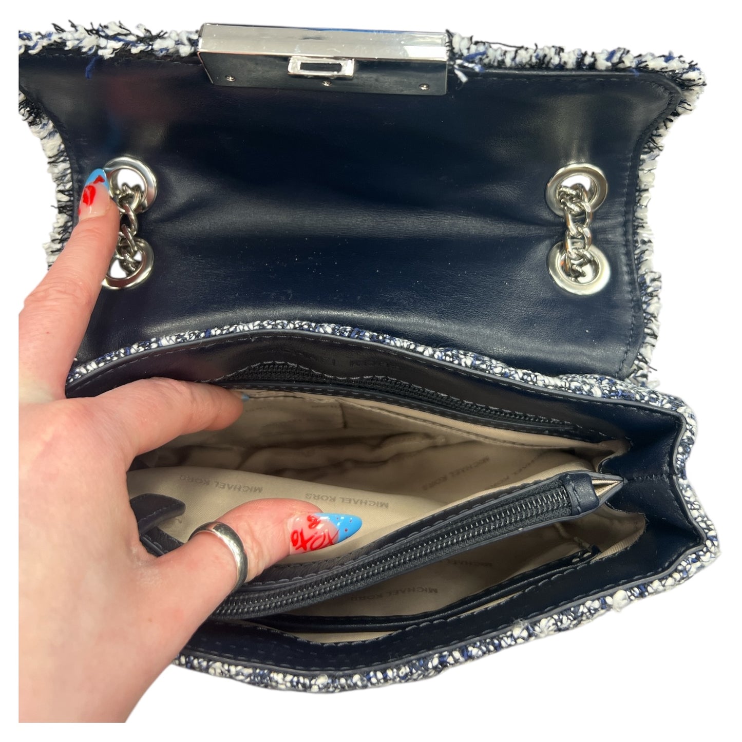 Crossbody Designer By Michael Kors In Blue, Size:Small