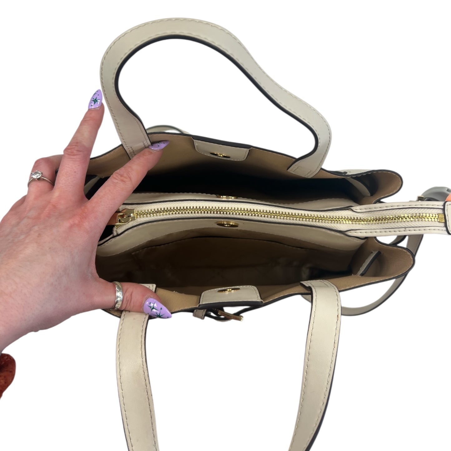 Handbag Designer By Michael Kors In White, Size:Medium